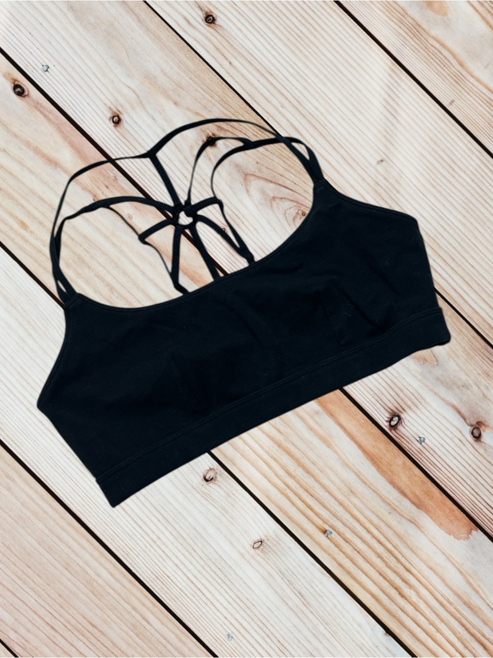 Free People Movement M black strappy back sports bra